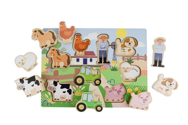 WOODEN CHUNKY AUSSIE FARM ANIMAL PUZZLE