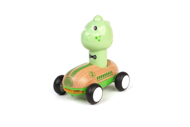 WOODEN PRESS GO RACER DINOSAUR WITH SOUND AND LIGHT