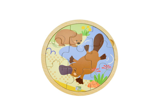 WOODEN 9PCS JIGSAW PUZZLE PLATYPUS & WOMBAT