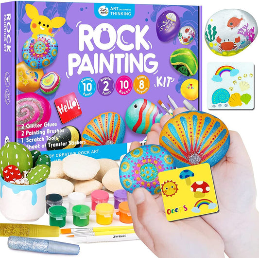 ROCK PAINTING WITH METALLIC PAINTS & GLITTER GLUES CRAFT KIT - Bamboo Sprout