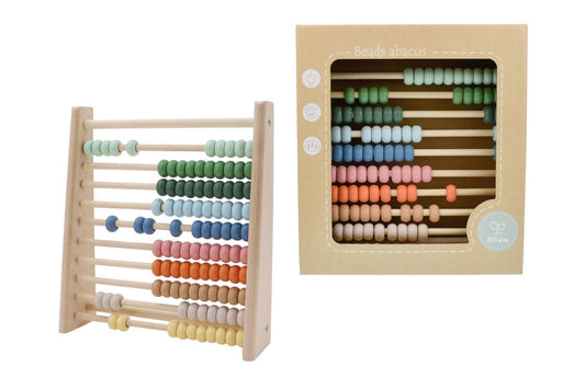 Kaper Kidz wooden abacus with 100 colorful beads for children’s counting and learning activities.