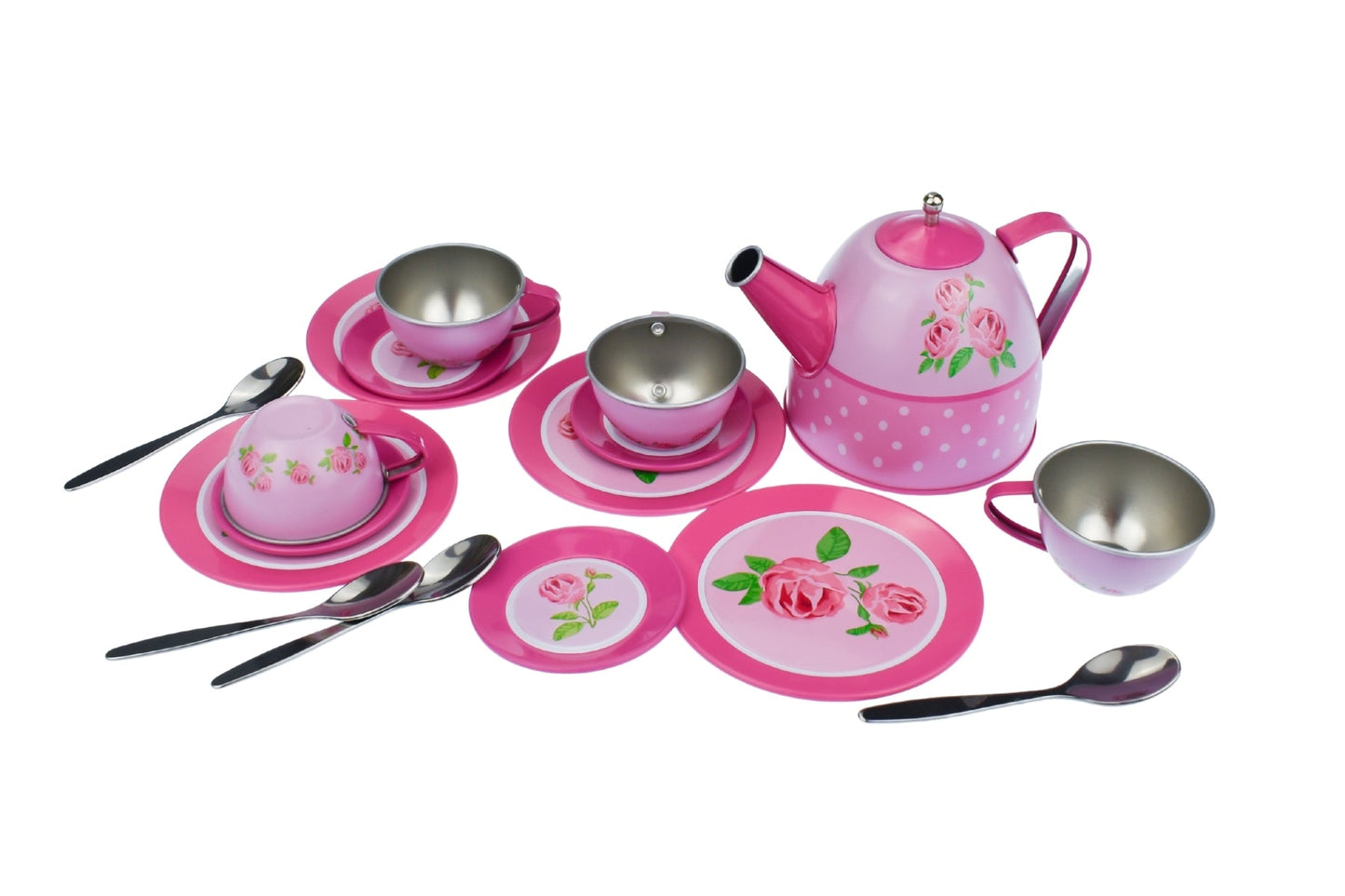 ROSE TIN TEA SET IN PICNIC BASKET 18PCS - Bamboo Sprout