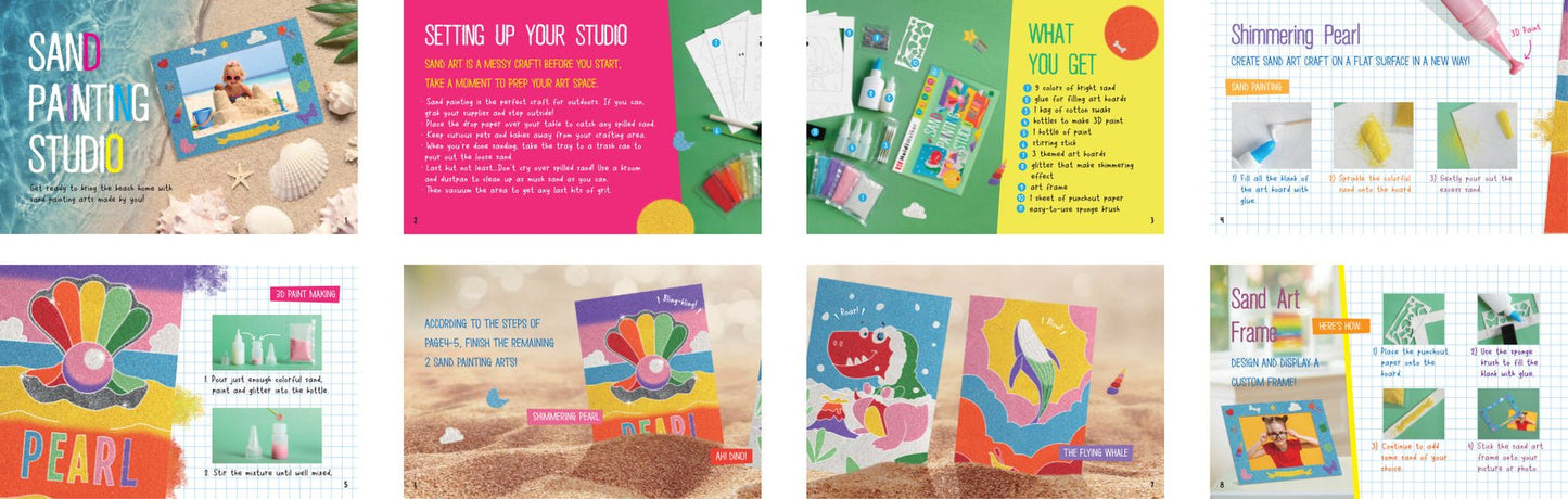 Kaper Kidz Sand Painting Studio Craft Kit featuring colorful sand containers and painting tools for creative art projects.