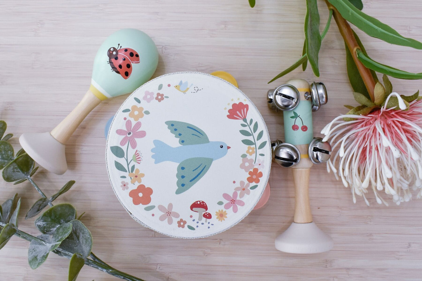 WOODEN SPRING INSECT BIRD MUSIC 3 PC SET - Bamboo Sprout