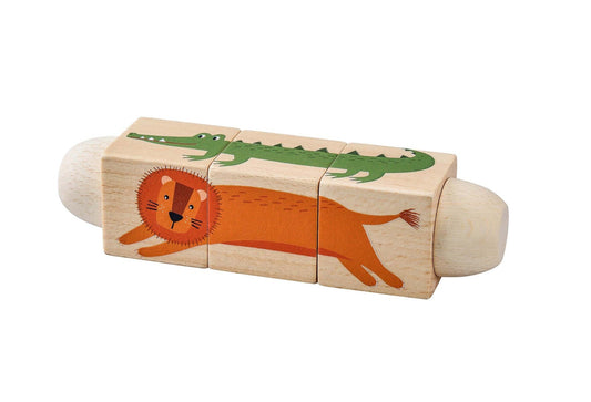 WOODEN TWIST PUZZLE BLOCK JUNGLE ANIMAL - Bamboo Sprout