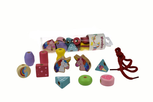 WOODEN UNICORN LACING BEAD SET IN TUBE - Bamboo Sprout