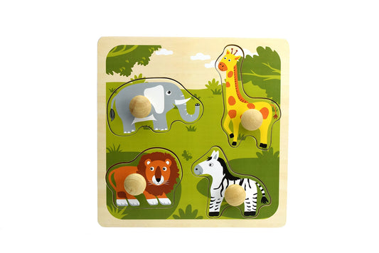 SAFARI ANIMAL LARGE PEG PUZZLE - Bamboo Sprout
