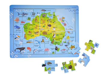24PC JIGSAW PUZZLE AUSTRALIAN MAP AUSSIE ANIMAL AND LANDMARK - Bamboo Sprout