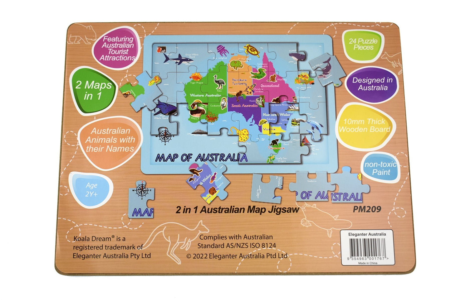 2 IN 1 AUSTRALIAN MAP JIGSAW PUZZLE 24PCS - Bamboo Sprout