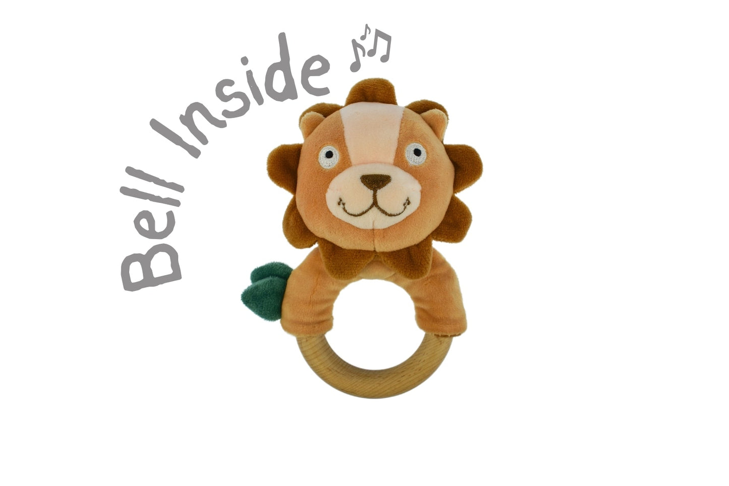 SNUGGLE BUDDY HUGSWORTH LION WOODEN RING RATTLE - Bamboo Sprout