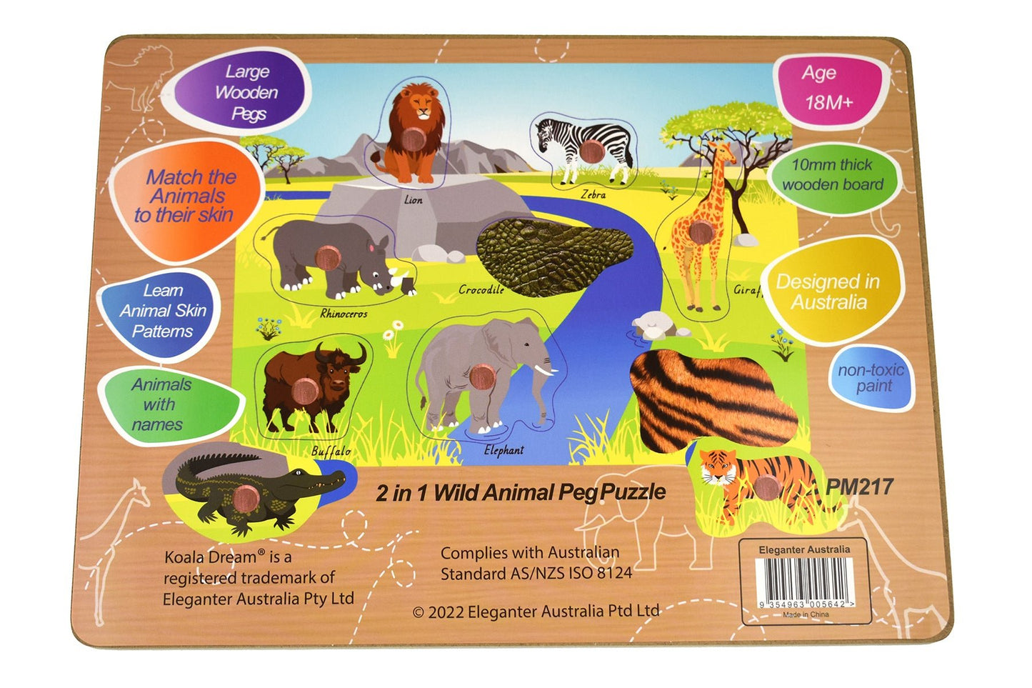 2 IN 1 WILD ANIMAL PEG PUZZLE - Bamboo Sprout