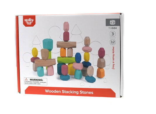 WOODEN STACKING STONE BLOCKS LARGE 32PCS - Bamboo Sprout