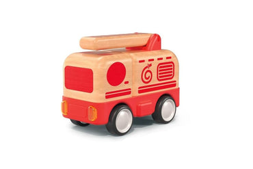 WOODEN FRICTION TRUCK FIRE ENGINE WITH SOUND AND LIGHT - Bamboo Sprout