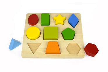 WOODEN COLOURS & SHAPES PUZZLE 10PCS - Bamboo Sprout