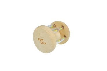 CALM & BREEZY WOODEN RATTLE WITH RAINBOW BEAD