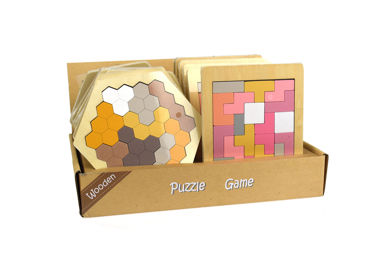 WOODEN HEXAGON & PENTOMINO BRAINTEASER PUZZLE PRICE FOR 6