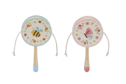 WOODEN SPRING INSECT TWIST DRUM SET OF 2