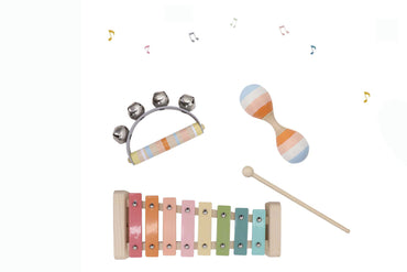 WOODEN MUSIC SET 3 PC XYLOPHONE SET ORANGE