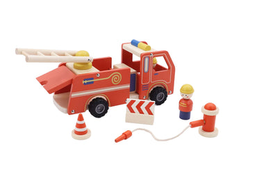WOODEN FIRE ENGINE PLAYSET