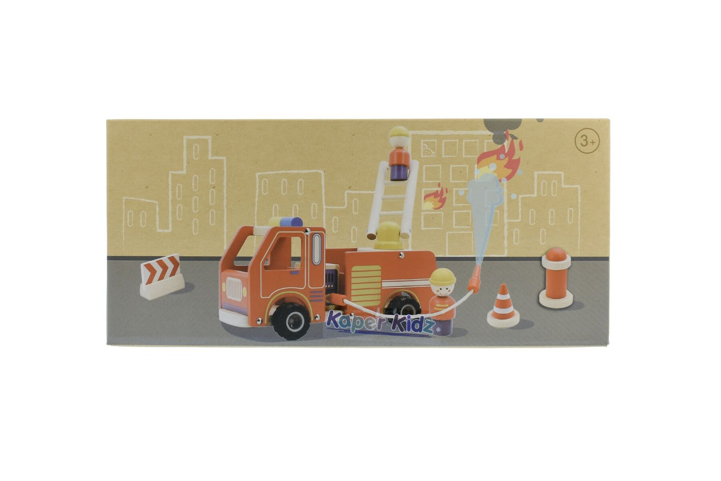 WOODEN FIRE ENGINE PLAYSET