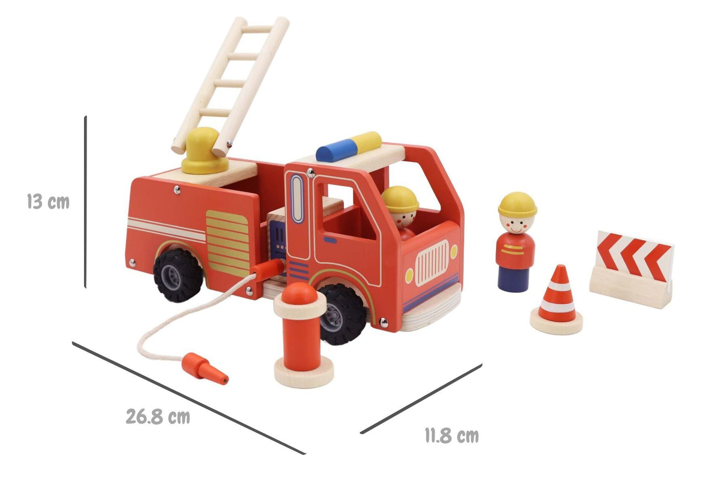 WOODEN FIRE ENGINE PLAYSET