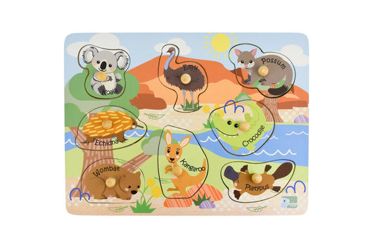 2 IN 1 AUSSIE ANIMALS AND THEIR BABIES PEG PUZZLE