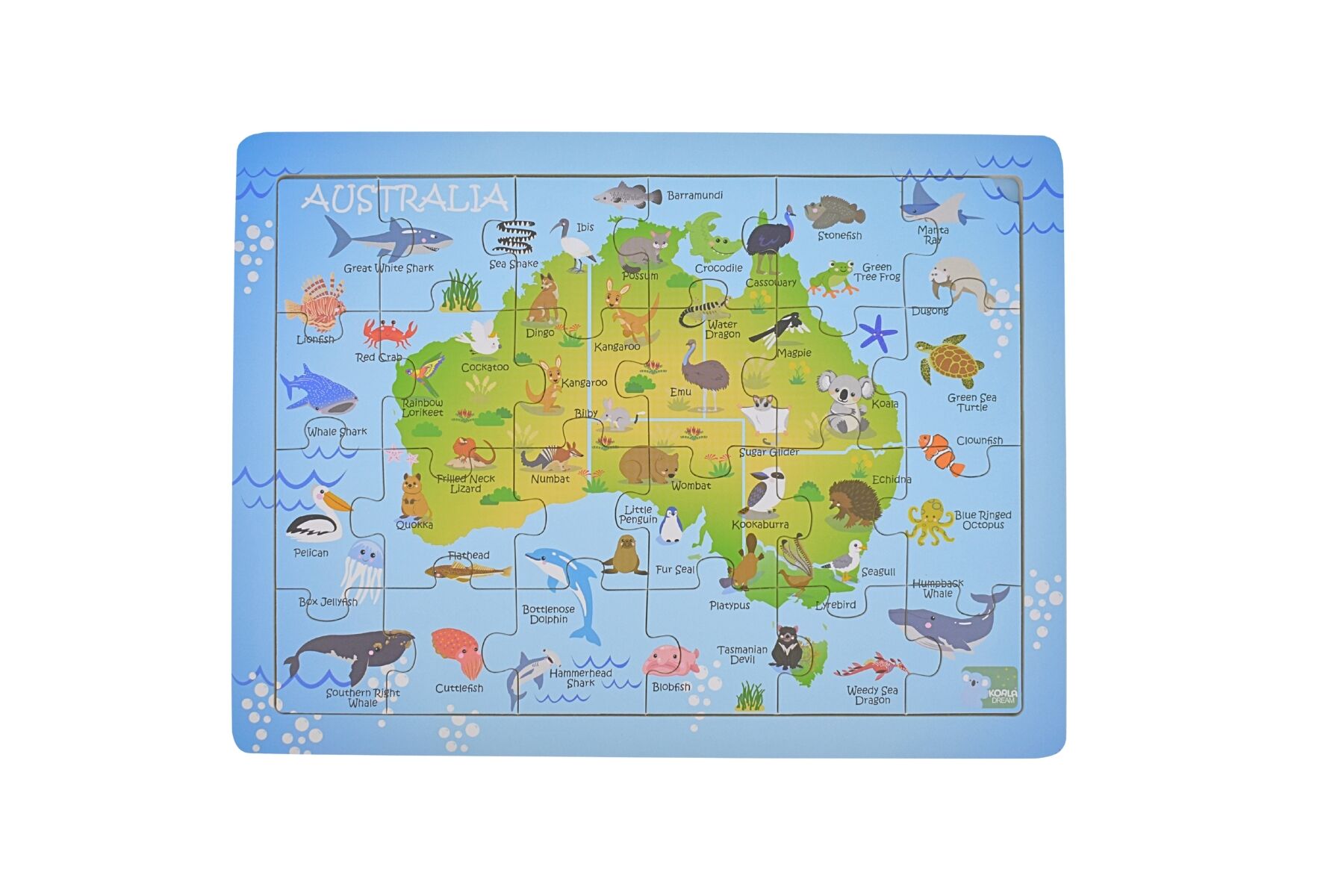 24PC JIGSAW PUZZLE AUSTRALIAN MAP AUSSIE ANIMAL AND LANDMARK