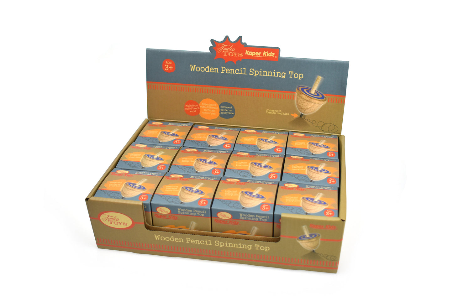 WOODEN PENCIL SPINNING TOP PACK OF 3