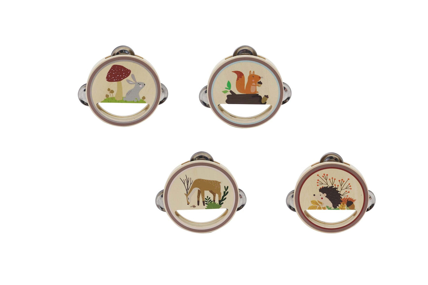 CALM & BREEZY WOODLAND WOODEN TAMBOURINE SET OF 4