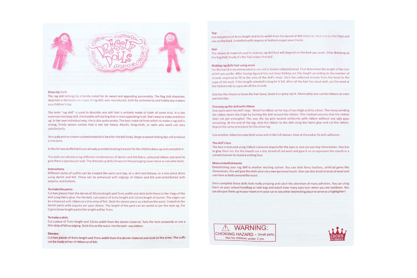 DRESS UP DOLLS CRAFT KIT