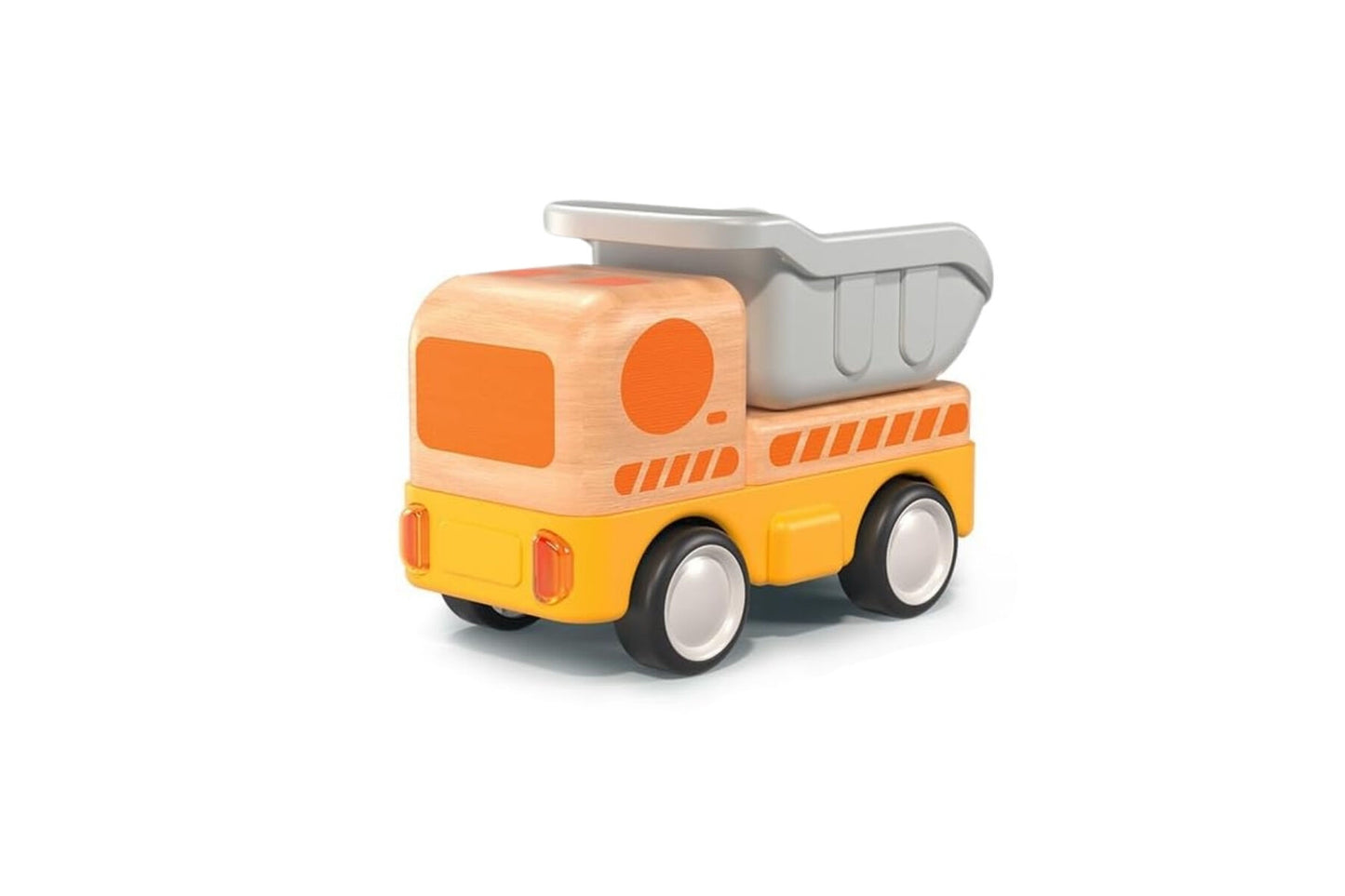WOODEN FRICTION DUMP TRUCK WITH SOUND AND LIGHT