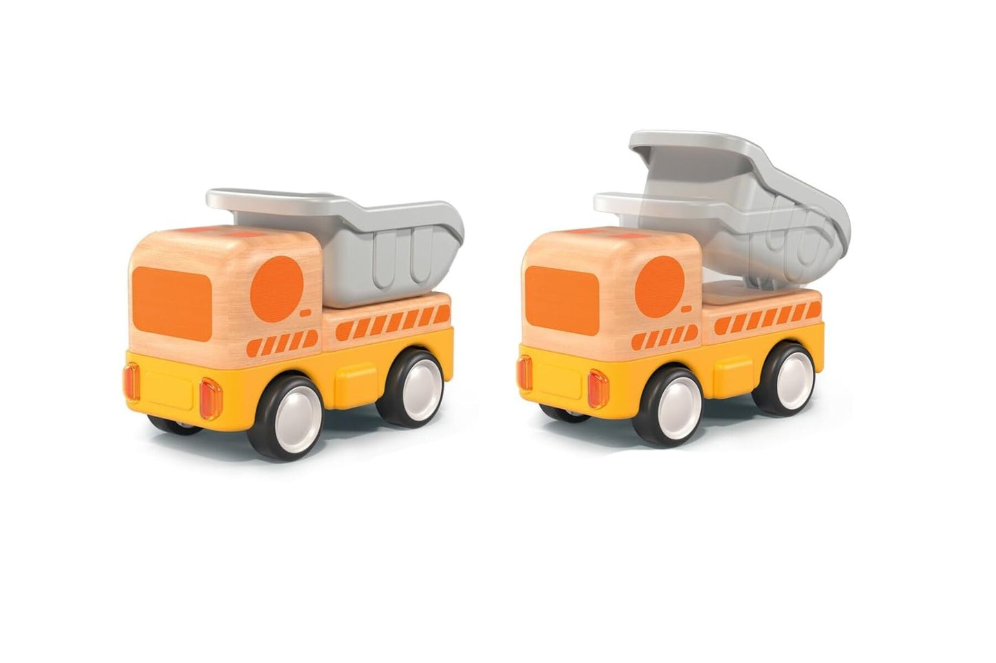 WOODEN FRICTION DUMP TRUCK WITH SOUND AND LIGHT