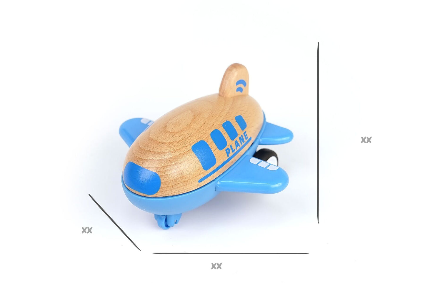 WOODEN RACER PLANE AIRPLANE WITH SOUND- BLUE