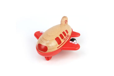 WOODEN RACER PLANE AIRPLANE WITH SOUND- RED