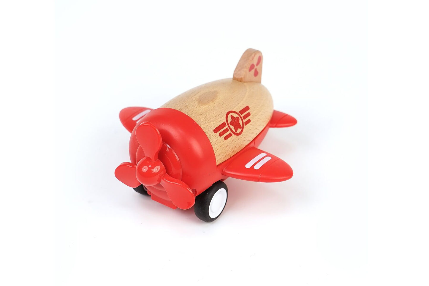 WOODEN RACER PLANE PROPELLOR WITH SOUND- RED