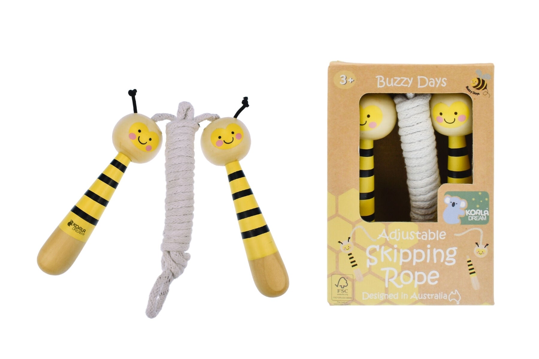 BUZZY DAYS BEE WOODEN ADJUSTABLE SKIPPING ROPE