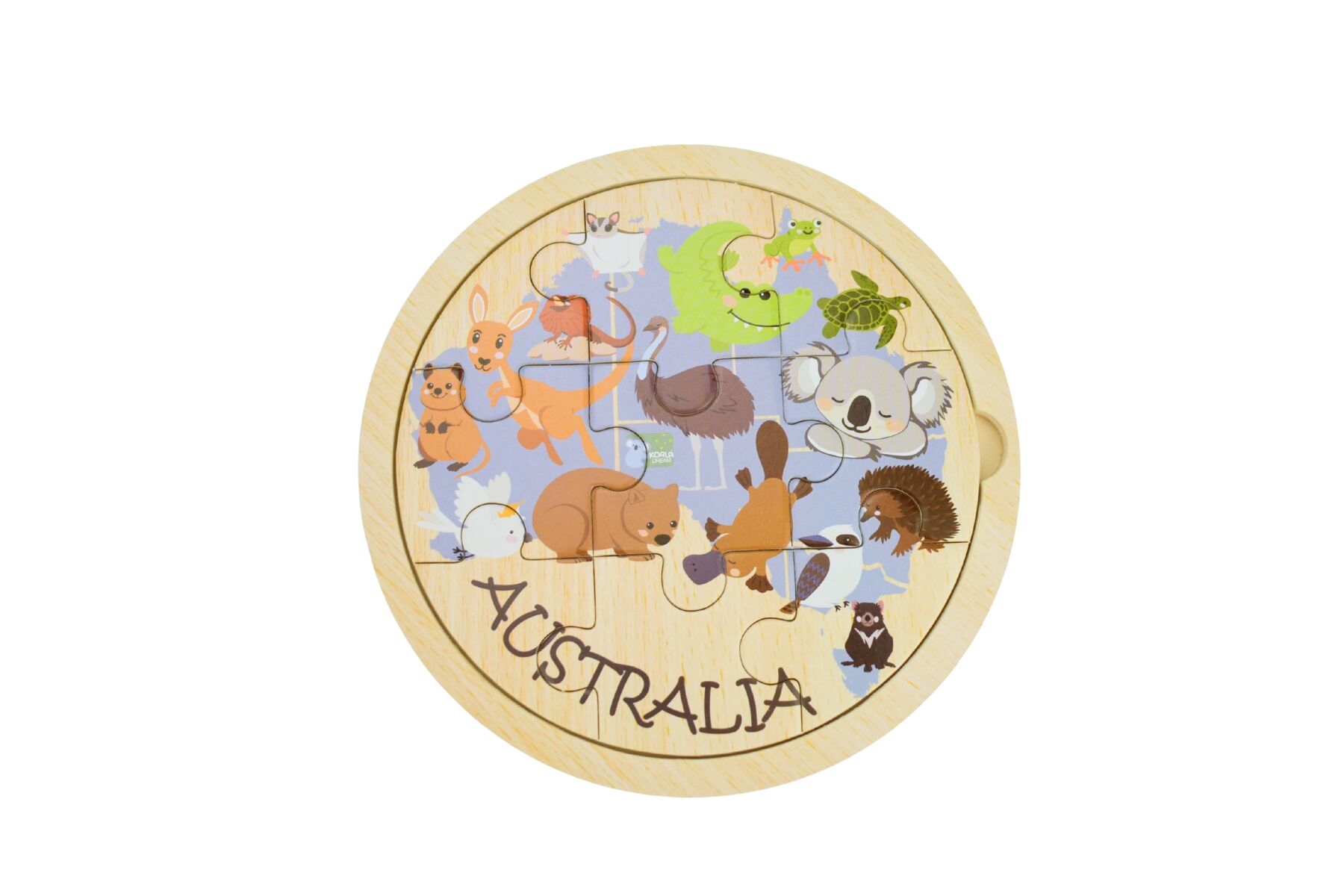 WOODEN 9PCS JIGSAW PUZZLE AUSTRALIAN ANIMAL MAP