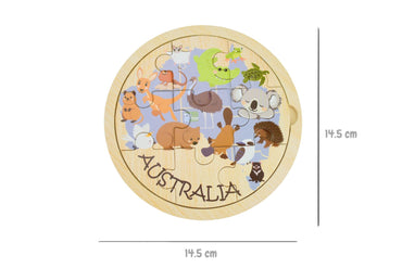 WOODEN 9PCS JIGSAW PUZZLE AUSTRALIAN ANIMAL MAP