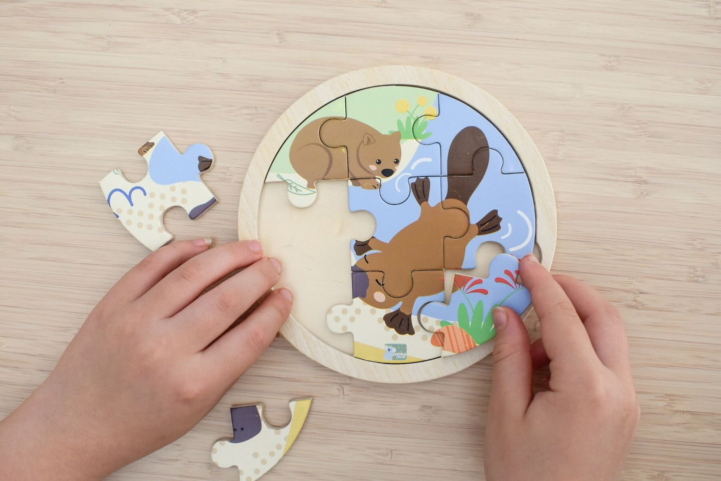 WOODEN 9PCS JIGSAW PUZZLE PLATYPUS & WOMBAT