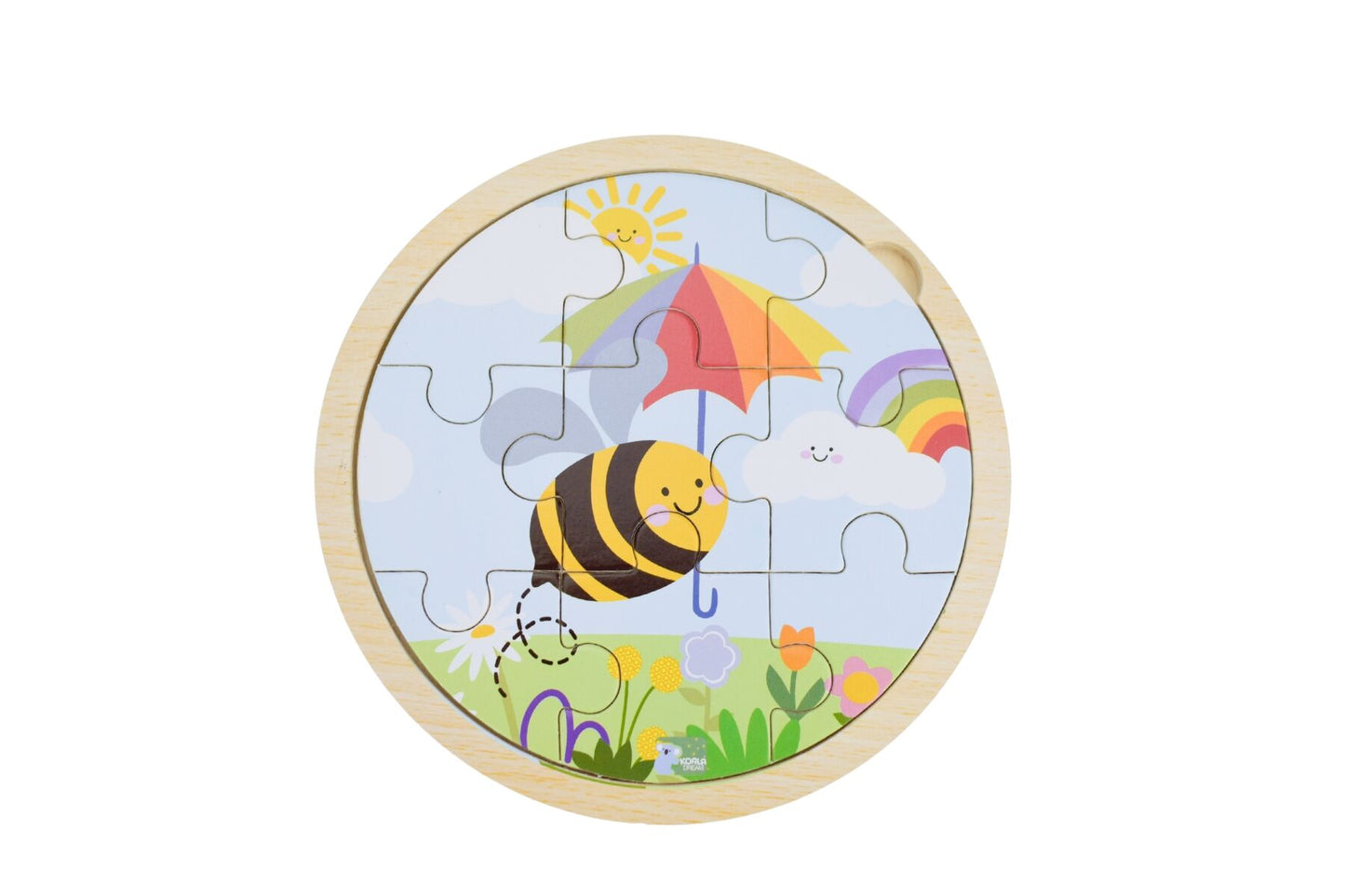 WOODEN 9PCS JIGSAW PUZZLE BUZZY DAYS BEE RAINBOW