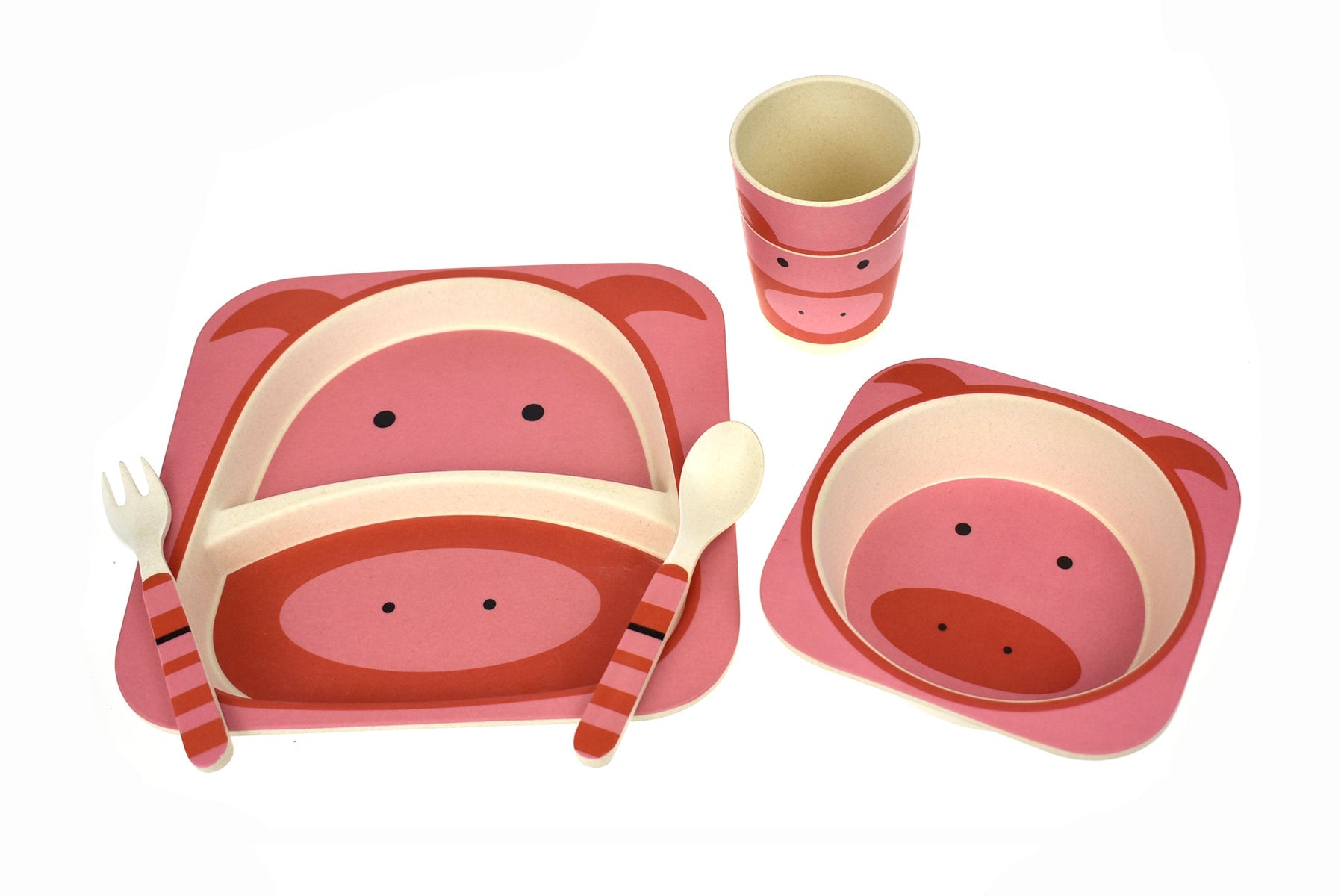 BAMBOOZOO DINNERWARE PIG 5PCS - Bamboo Sprout
