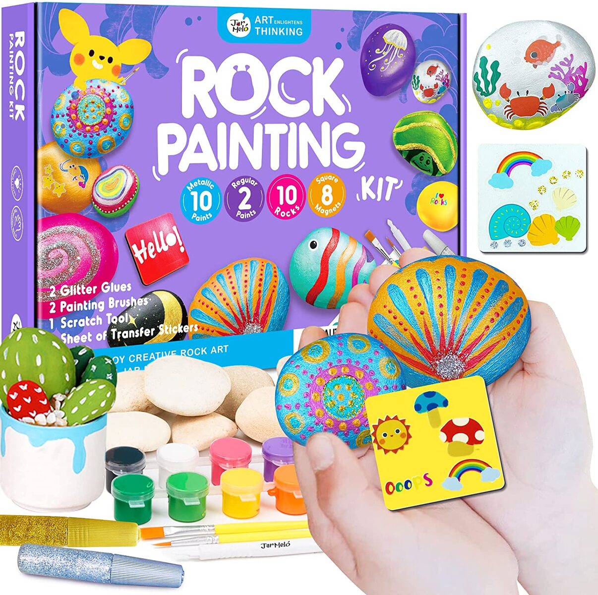 ROCK PAINTING WITH METALLIC PAINTS & GLITTER GLUES CRAFT KIT - Bamboo Sprout