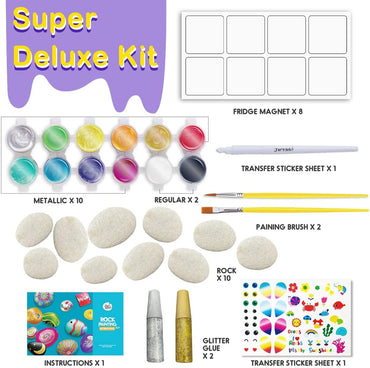 ROCK PAINTING WITH METALLIC PAINTS & GLITTER GLUES CRAFT KIT - Bamboo Sprout