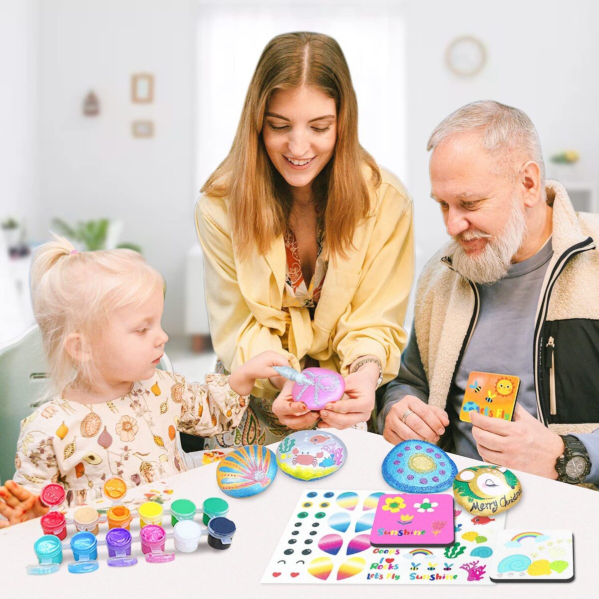 ROCK PAINTING WITH METALLIC PAINTS & GLITTER GLUES CRAFT KIT - Bamboo Sprout