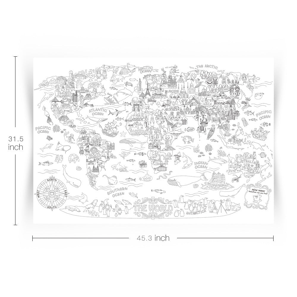 GIANT COLOURING POSTER PADS - THE WORLD - Bamboo Sprout