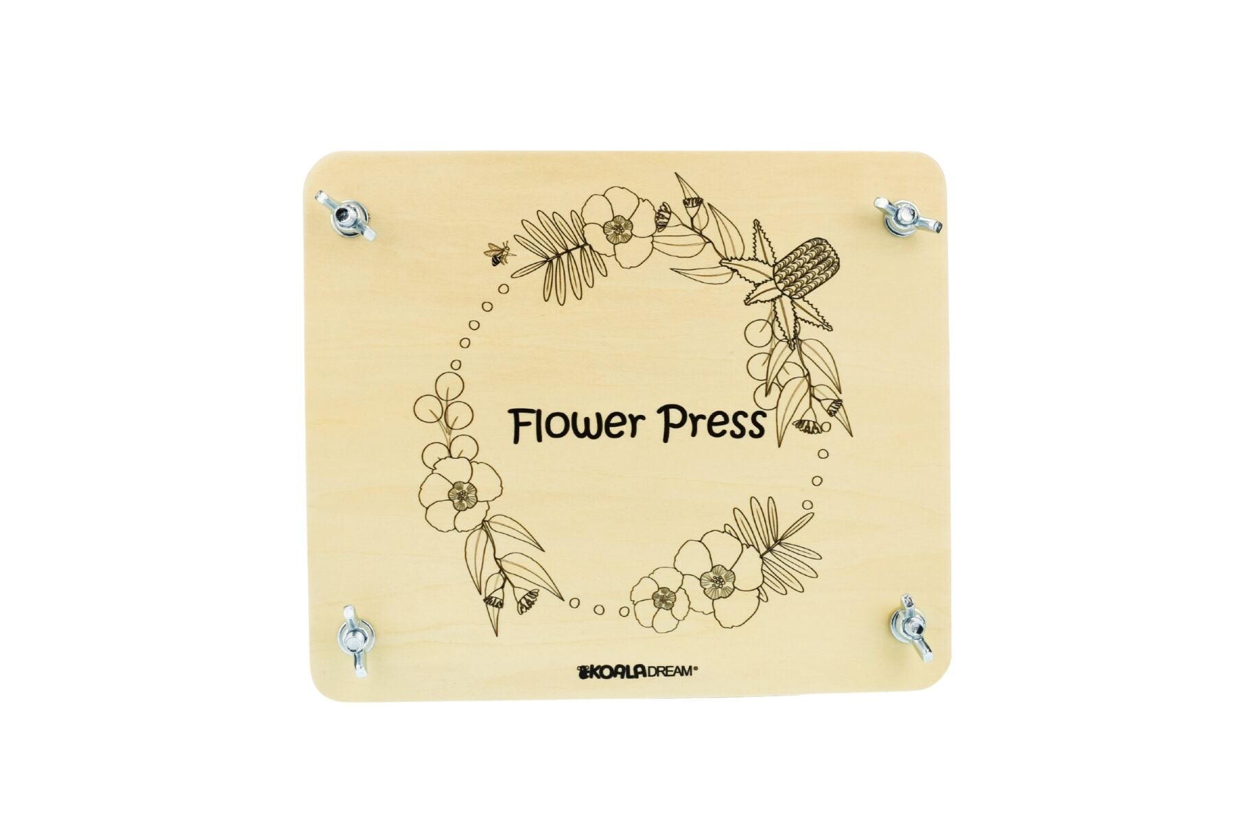 Calm & Breezy Australian Flora Flower Press Craft Kit by Kaper Kidz with pressed flowers and crafting tools for kids.