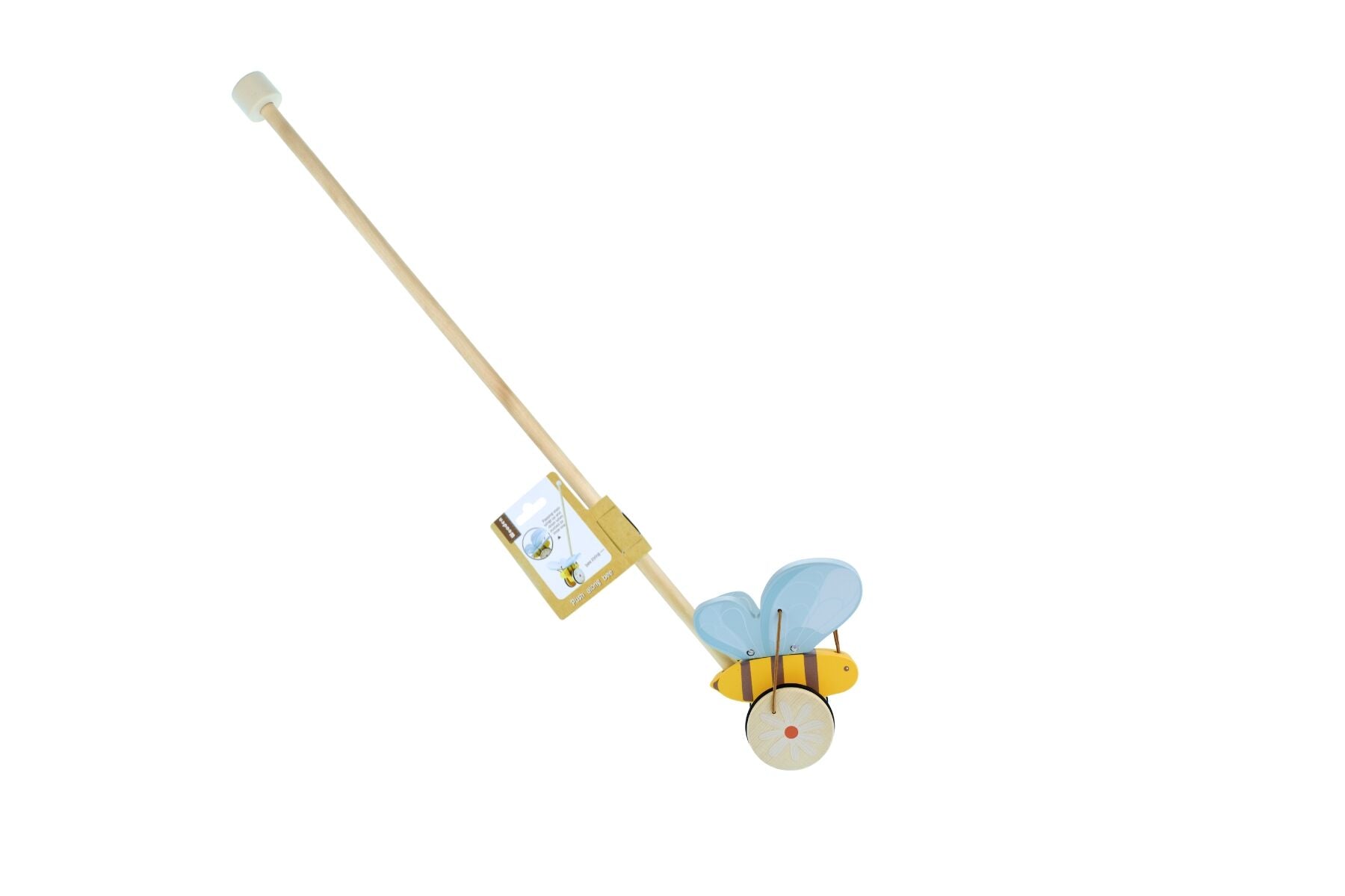 Wooden Bee Push a Long toy by Kaper Kidz, a colorful wooden push toy designed for young children.