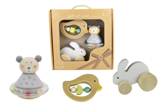 CALM & BREEZY BABY GIFT SET BUNNY BIRD BEAR 3PCS - Bamboo Sprout