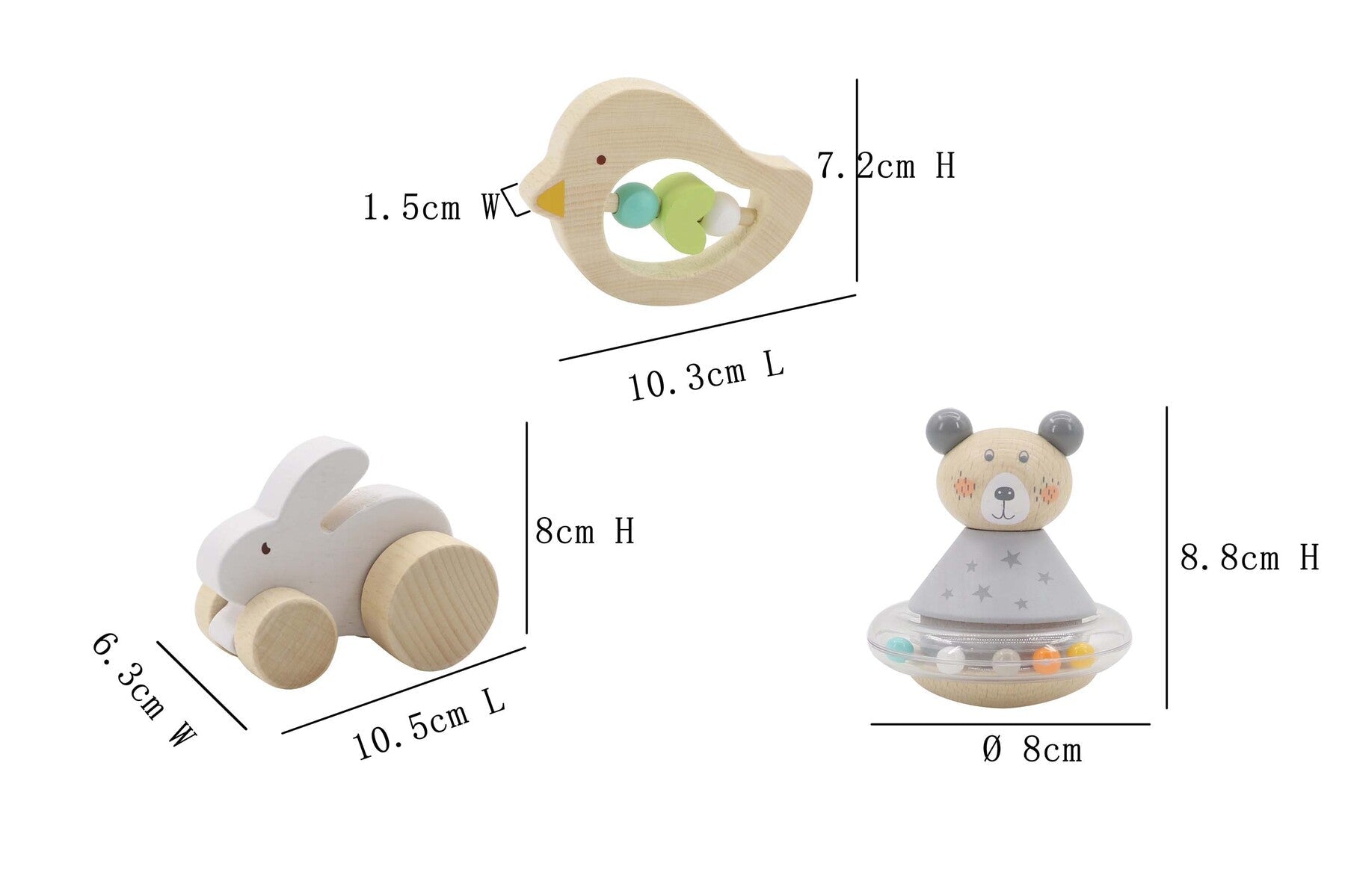 CALM & BREEZY BABY GIFT SET BUNNY BIRD BEAR 3PCS - Bamboo Sprout
