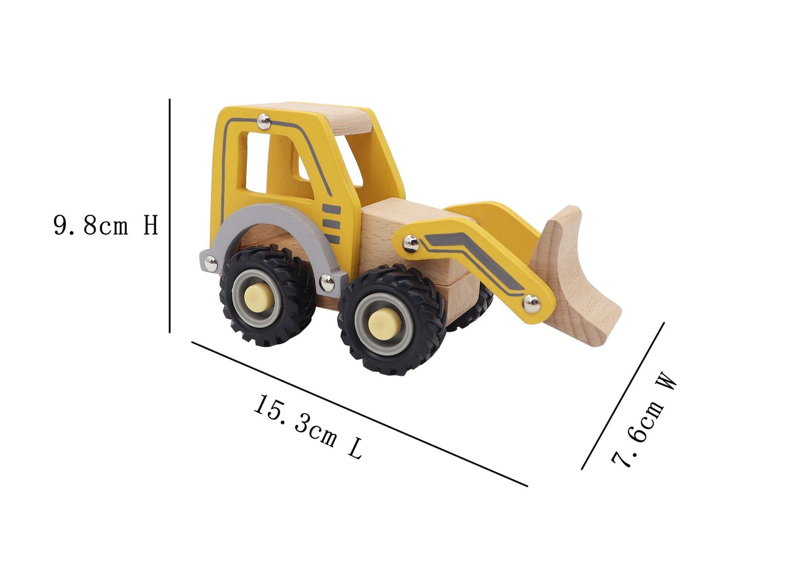 Kaper Kidz Calm & Breezy Bulldozer toy in bright yellow with black details, made of durable plastic, designed for imaginative play